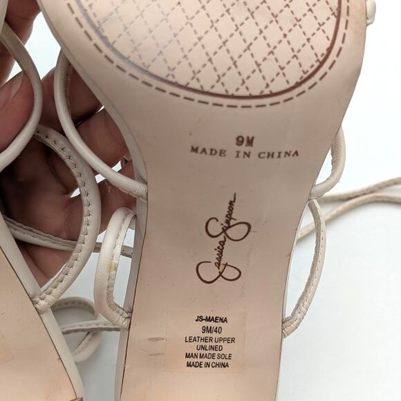 Jessica Simpson Maena Women's Ankle Wrap Heeled Sandals Ivory Size US9M EU40 - Picture 11 of 13